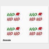 Sticker Ovale Ho Ho Ho Santa Hat Noël rouge vert script (Feuille)