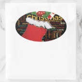Sticker Ovale HoHo ! Merry Christmas TOXITS et Happy New Year (Sac)