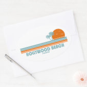 Sticker Ovale Hollywood Beach Floride Sun Palm Trees (Enveloppe)