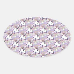 Sticker Ovale hologramme licorne émoji