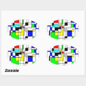 Sticker Ovale Hommage Random Carré À Mondrian (Feuille)