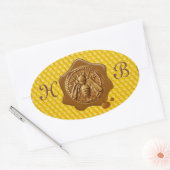 STICKER OVALE HONEY BEE, MONOGRAMME DE SCEAU DE CIRE BROWN (Enveloppe)