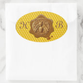 STICKER OVALE HONEY BEE, MONOGRAMME DE SCEAU DE CIRE BROWN (Sac)