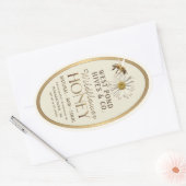 Sticker Ovale Honeybee et Daisy 16 oz Queenline Jar Gold Honey (Enveloppe)
