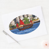 Sticker Ovale Hong Kong Sampan La perle de l'Orient (Enveloppe)