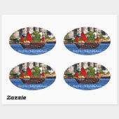 Sticker Ovale Hong Kong Sampan La perle de l'Orient (Feuille)