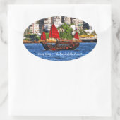 Sticker Ovale Hong Kong Sampan La perle de l'Orient (Sac)