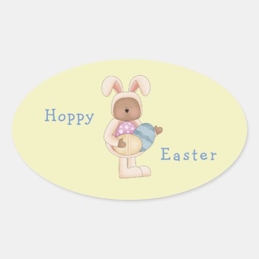 Sticker Ovale Hoppy Lapin de Pâques Teddy Bear (Devant)