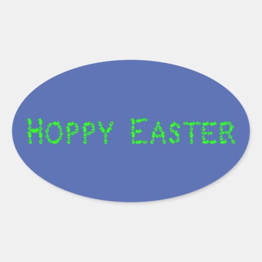 Sticker Ovale Hoppy Pâques Neon Green (Devant)
