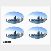 Sticker Ovale Horizon de Chicago (Feuille)