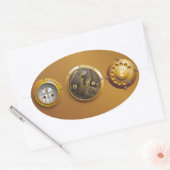 Sticker Ovale Horloge Steampunk (Enveloppe)
