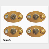 Sticker Ovale Horloge Steampunk (Feuille)
