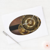 Sticker Ovale Horloge Steampunk avec des engrenages anciens (Enveloppe)