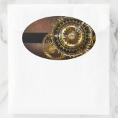Sticker Ovale Horloge Steampunk avec des engrenages anciens (Sac)