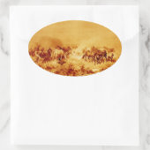 Sticker Ovale HORSES GRAZER, Antique Orange Jaune Brown Oval (Sac)