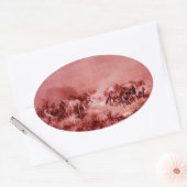 Sticker Ovale HORSES GRAZER, Antique Rouge Rose Oval (Enveloppe)