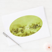 Sticker Ovale HORSES GRAZER, Olive Oval vert antique Oval (Enveloppe)