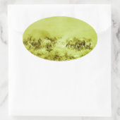 Sticker Ovale HORSES GRAZER, Olive Oval vert antique Oval (Sac)