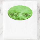Sticker Ovale HORSES GRAZER, Ovale vert-clair antique (Sac)