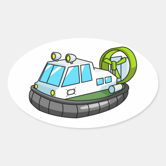 Sticker Ovale Hovercraft blanc, vert et noir (Devant)