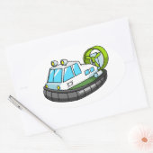 Sticker Ovale Hovercraft blanc, vert et noir (Enveloppe)
