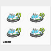 Sticker Ovale Hovercraft blanc, vert et noir (Feuille)