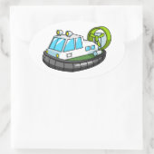 Sticker Ovale Hovercraft blanc, vert et noir (Sac)