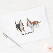 Sticker Ovale Howling Basset Hounds personnalisable (Enveloppe)