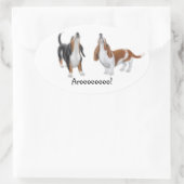 Sticker Ovale Howling Basset Hounds personnalisable (Sac)