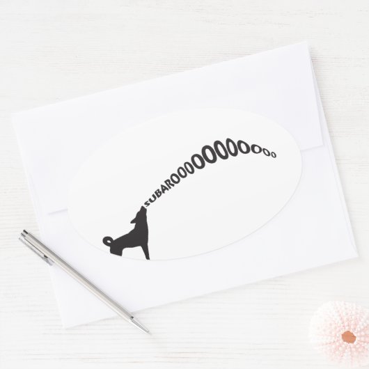 Sticker Ovale Howling Subaru Chien (Enveloppe)