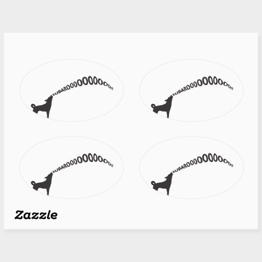 Sticker Ovale Howling Subaru Chien (Feuille)