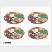 Sticker Ovale Huile d'or couleur Abstraite (Feuille)