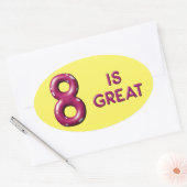 Sticker Ovale Huit est Grand Puffy Balloon Texte Anniversaire (Enveloppe)