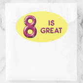 Sticker Ovale Huit est Grand Puffy Balloon Texte Anniversaire (Sac)