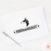 Sticker Ovale Humoristique Doberman Pinscher (Enveloppe)