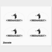 Sticker Ovale Humoristique Doberman Pinscher (Feuille)