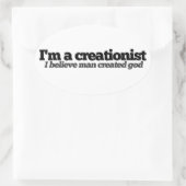 Sticker Ovale Humour athée (Sac)