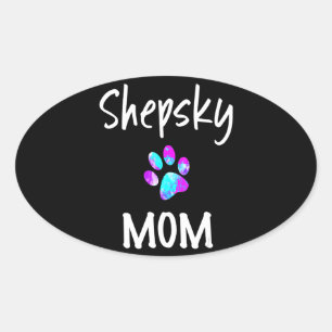Sticker Ovale Husky Shepsky Mom German Shepherd Husky Mix Chie
