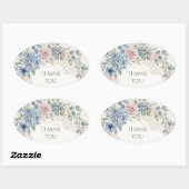 Sticker Ovale Hydrangea Rose Bleu Poussiéreux Merci Ovale (Feuille)