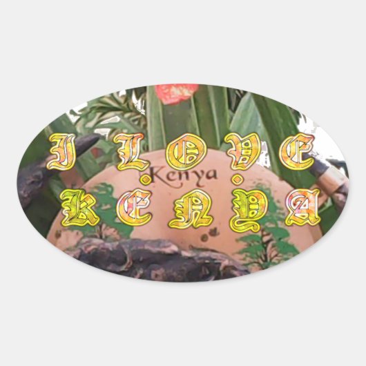 Sticker Ovale I (Coeur) Kenya Buffalo Patch/Print (Devant)
