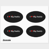 Sticker Ovale I Heart Big Daddy Cadeaux (Feuille)