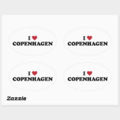 Sticker Ovale I Heart Copenhagen Danemark (Feuille)