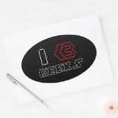 Sticker Ovale I Heart Geek ASCII ART (Enveloppe)