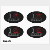 Sticker Ovale I Heart Geek ASCII ART (Feuille)