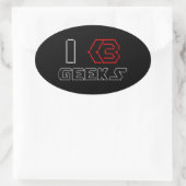 Sticker Ovale I Heart Geek ASCII ART (Sac)