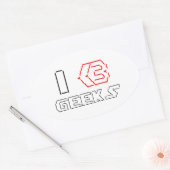 Sticker Ovale I Heart Geek ASCII ART (Enveloppe)