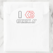 Sticker Ovale I Heart Geek ASCII ART (Sac)