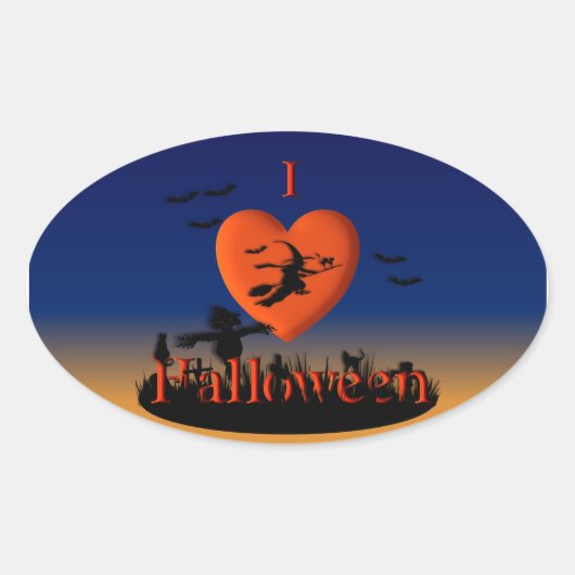 Sticker Ovale I Heart Halloween - New Twist (Devant)