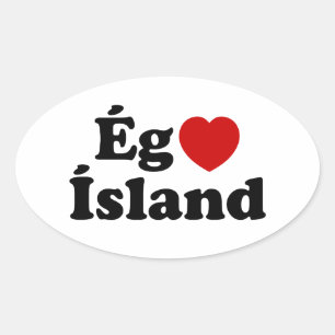 Sticker Ovale I Heart (Love) Islande [Ég Elska Ísland] Islandais
