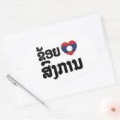 Sticker Ovale I Heart (love) Songkan Laotian Language (Enveloppe)